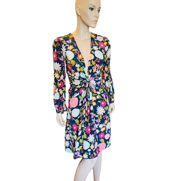 Vintage 80s Betty’s Atelier di Couture Ruched Floral Dress Sz Small Knee High - Picture 1 of 6